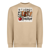 Very Merry Teacher Christmas Coaster Heavyweight Sweatshirt | Teevron