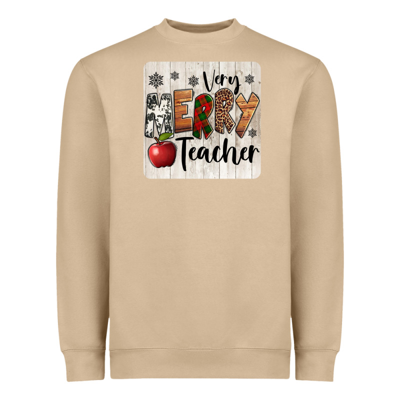 Very Merry Teacher Christmas Coaster Heavyweight Sweatshirt by Jasminsmagicworld | Teevron