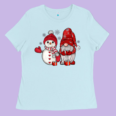 Snowman Gnome Ladies Tee Designed By Jahusdesignshop