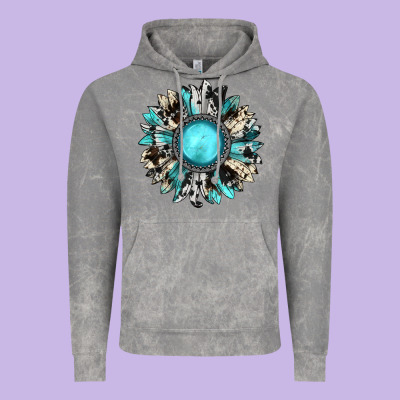 Western Sunflower Gemstone Vintage Hoodie Designed By Jahusdesignshop