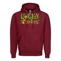 Burgundy St. Patricks day lucky vibes Zipper Hoodie - BundleAndBundleShop
