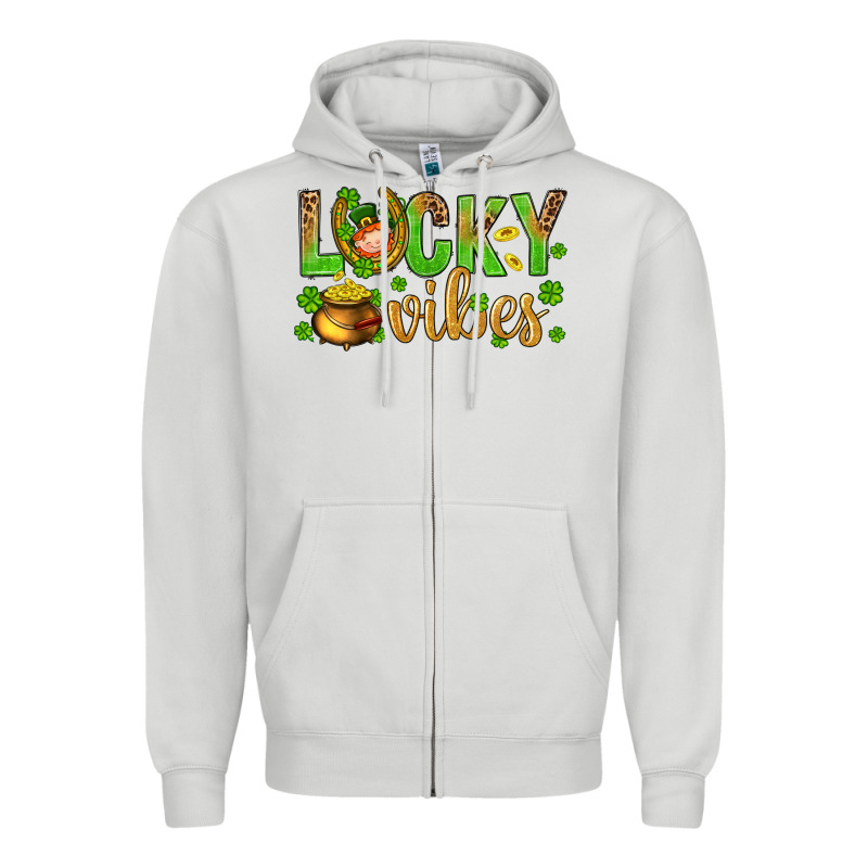 St. Patricks Day Lucky Vibes Zipper Hoodie by BundleAndBundleShop | Teevron
