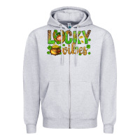 Heather Grey St. Patricks day lucky vibes Zipper Hoodie - BundleAndBundleShop