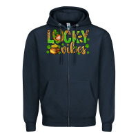 Navy St. Patricks day lucky vibes Zipper Hoodie - BundleAndBundleShop
