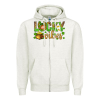 Oatmeal Heather St. Patricks day lucky vibes Zipper Hoodie - BundleAndBundleShop