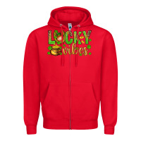 Red St. Patricks day lucky vibes Zipper Hoodie - BundleAndBundleShop