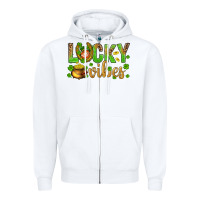 White St. Patricks day lucky vibes Zipper Hoodie - BundleAndBundleShop