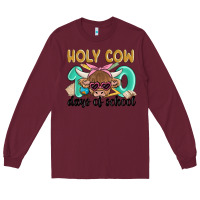 Burgundy holy cow 100 days of school Long Sleeve Tee - MaliasSmallBusiness
