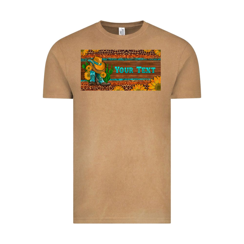Preview Custom Cowboy Boots Sunflowers And Cactus License Plate Vintage Tee by Artiststas | Teevron