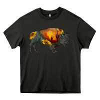 Asphalt sunflower bison Heavy Core Tee - RanaPortraitStore