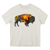 Cream sunflower bison Heavy Core Tee - RanaPortraitStore