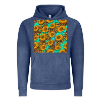 Vintage Denim sunflowers and leopard western seamless pattern Vintage Hoodie - BundleAndBundleShop