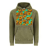 Vintage Olive sunflowers and leopard western seamless pattern Vintage Hoodie - BundleAndBundleShop