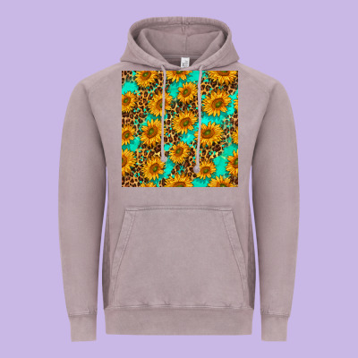 Sunflowers And Leopard Western Seamless Pattern Vintage Hoodie Designed By Bundleandbundleshop