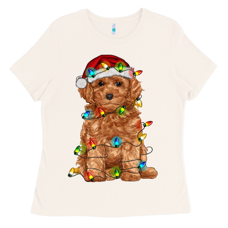 Toy Poodle With Christmas Lights Ladies Tee by RanaPortraitStore | Teevron