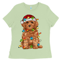 Matcha toy poodle with christmas lights Ladies Tee - RanaPortraitStore