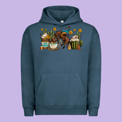 Rodeo Cowboy Coffee Cups Urban Hoodie Designed By Oliviacreatesart