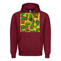 Burgundy St. Patricks gnomies seamless pattern Zipper Hoodie - BundleAndBundleShop