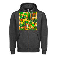 Charcoal Heather St. Patricks gnomies seamless pattern Zipper Hoodie - BundleAndBundleShop