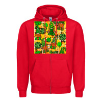 Red St. Patricks gnomies seamless pattern Zipper Hoodie - BundleAndBundleShop