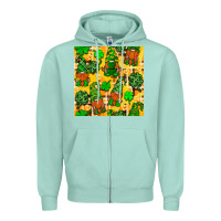 Seafoam St. Patricks gnomies seamless pattern Zipper Hoodie - BundleAndBundleShop