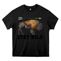 Black stay wild bison Heavy Core Tee - RanaPortraitStore