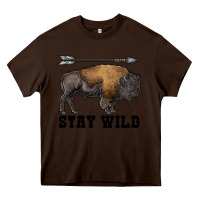 Chocolate Brown stay wild bison Heavy Core Tee - RanaPortraitStore