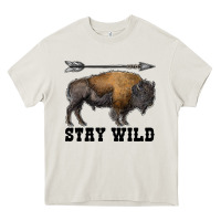 Cream stay wild bison Heavy Core Tee - RanaPortraitStore