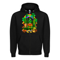 Black st. patricks gnomes truck with rainbow Zipper Hoodie - BundleAndBundleShop