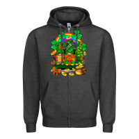 Charcoal Heather st. patricks gnomes truck with rainbow Zipper Hoodie - BundleAndBundleShop