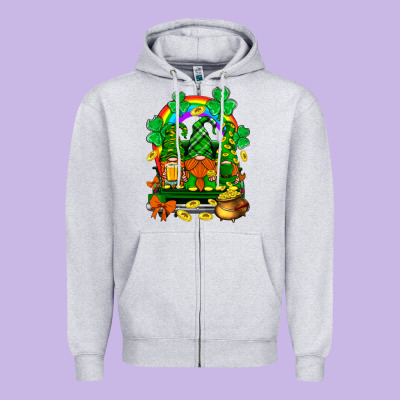 St. Patricks Gnomes Truck With Rainbow Zipper Hoodie Designed By Bundleandbundleshop