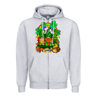 Heather Grey st. patricks gnomes truck with rainbow Zipper Hoodie - BundleAndBundleShop