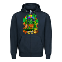 Navy st. patricks gnomes truck with rainbow Zipper Hoodie - BundleAndBundleShop