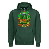 Sports Green st. patricks gnomes truck with rainbow Zipper Hoodie - BundleAndBundleShop