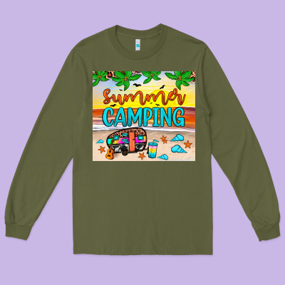 Summer Camping Long Sleeve Tee Designed By Jahusdesignshop