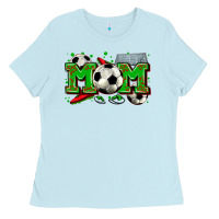Baby Blue mom soccer Ladies Tee - Zillion Design Studio