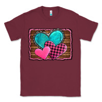 Burgundy valentine's day hearts turquoise heart Classic Tee - AdoDesignShop