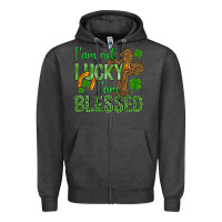 Charcoal Heather I Am Not Lucky I Am Blessed St. Patricks Zipper Hoodie - BundleAndBundleShop