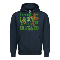 Navy I Am Not Lucky I Am Blessed St. Patricks Zipper Hoodie - BundleAndBundleShop