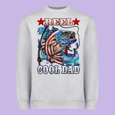 Reel Cool Dad Bass Heavyweight Sweatshirt Designed By Lillyallendesigns