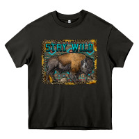 Asphalt stay wild aztec bison Heavy Core Tee - RanaPortraitStore