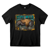 Black stay wild aztec bison Heavy Core Tee - RanaPortraitStore