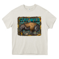 Cream stay wild aztec bison Heavy Core Tee - RanaPortraitStore