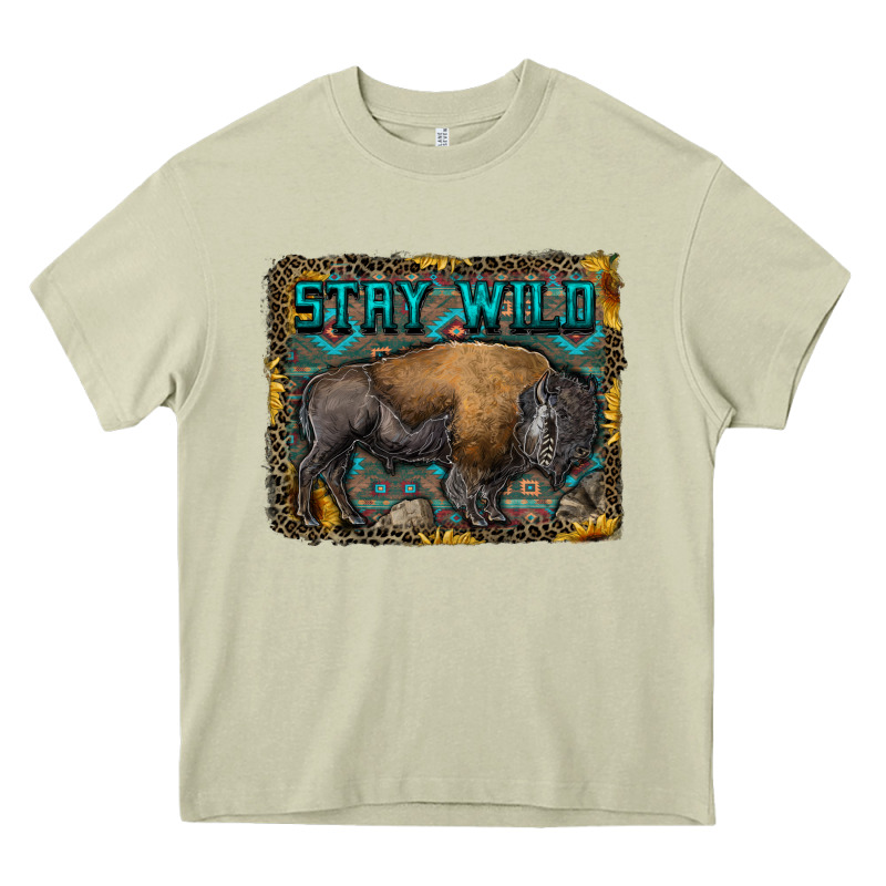 Stay Wild Aztec Bison Heavy Core Tee by RanaPortraitStore | Teevron