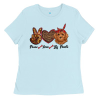 Baby Blue peace love toy poodle Ladies Tee - RanaPortraitStore