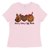 Bubblegum Pink peace love toy poodle Ladies Tee - RanaPortraitStore