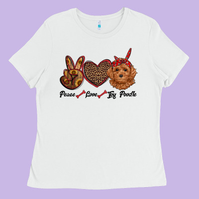 Peace Love Toy Poodle Ladies Tee Designed By Ranaportraitstore