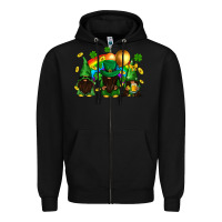 Black St. Patrick's afro gnomies with rainbow Zipper Hoodie - BundleAndBundleShop