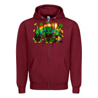 Burgundy St. Patrick's afro gnomies with rainbow Zipper Hoodie - BundleAndBundleShop