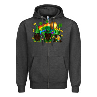 Charcoal Heather St. Patrick's afro gnomies with rainbow Zipper Hoodie - BundleAndBundleShop